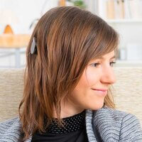 Woman with a cochlear implant